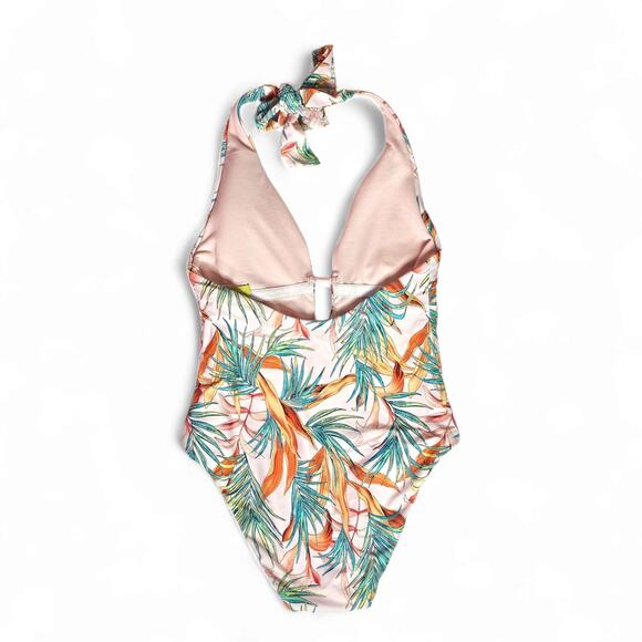 Gianni Bini Tropical One Piece Swimsuit with Plunging V-neckline Size Small - Picture 5 of 8